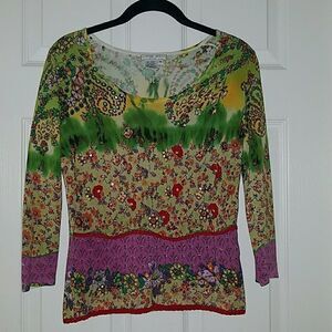 Alberto Makali printed sequin 3/4th sleeves SZ M